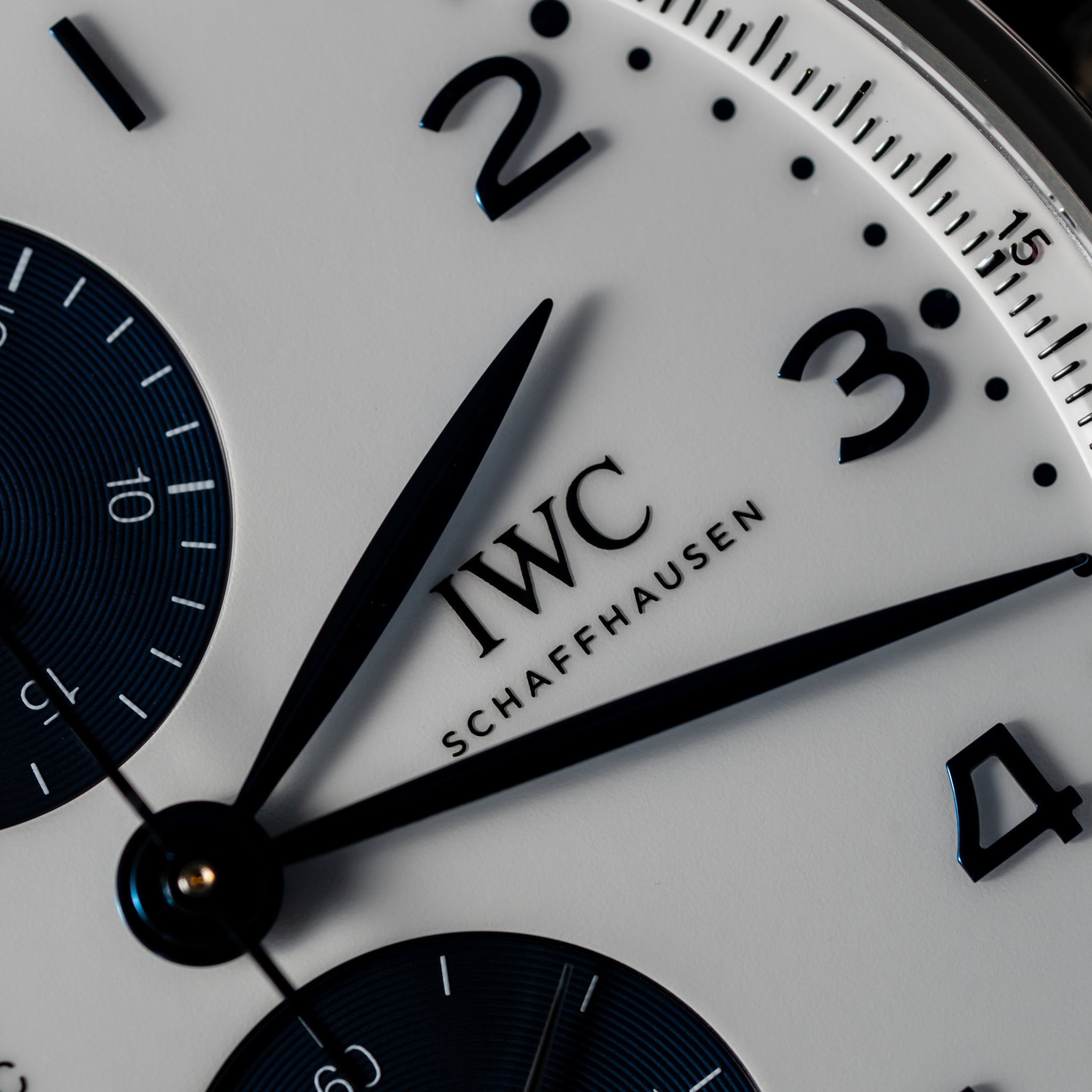 Artistic macro photograph of IWC Portugieser Watch Dial