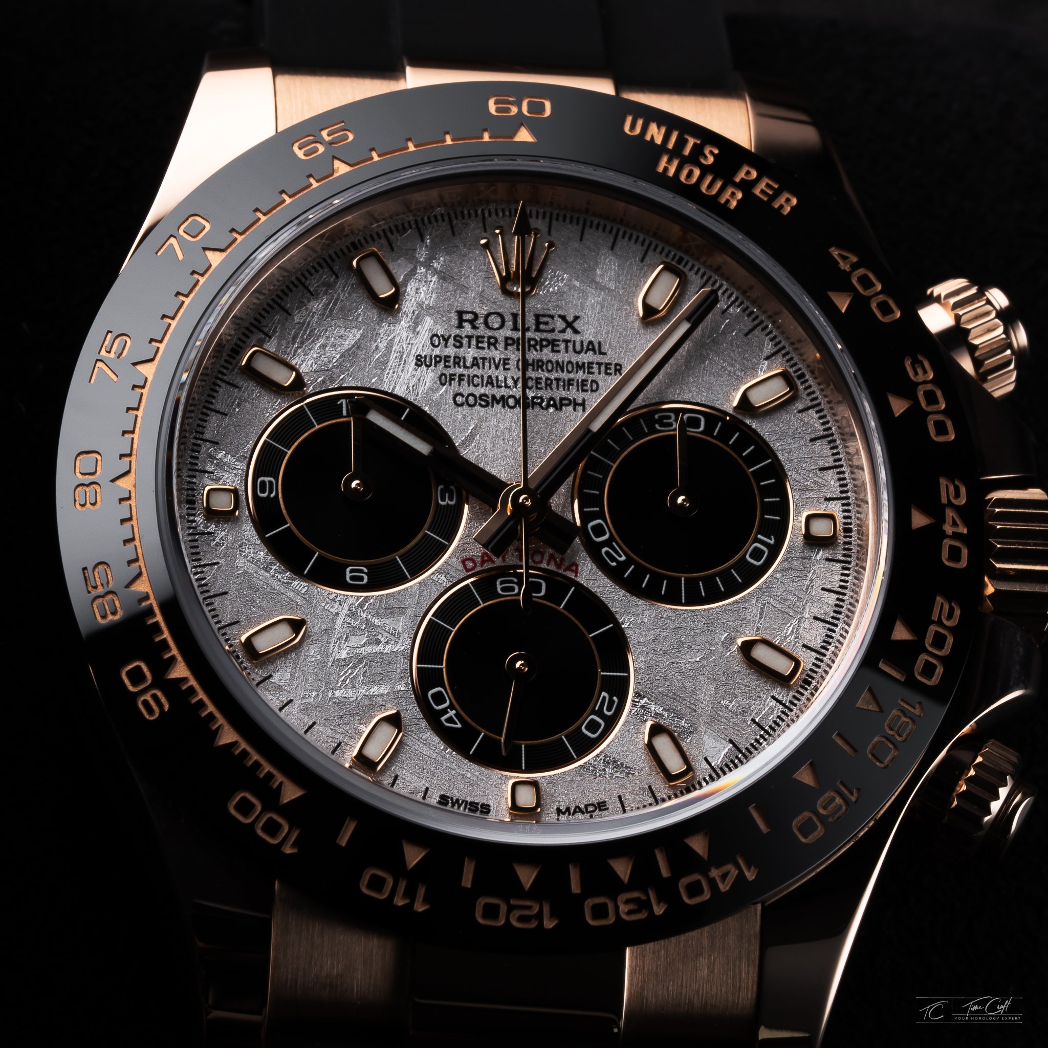 Authentic Rolex Daytona 116515LN  Meteorite Panda Dial Gold Oysterflex